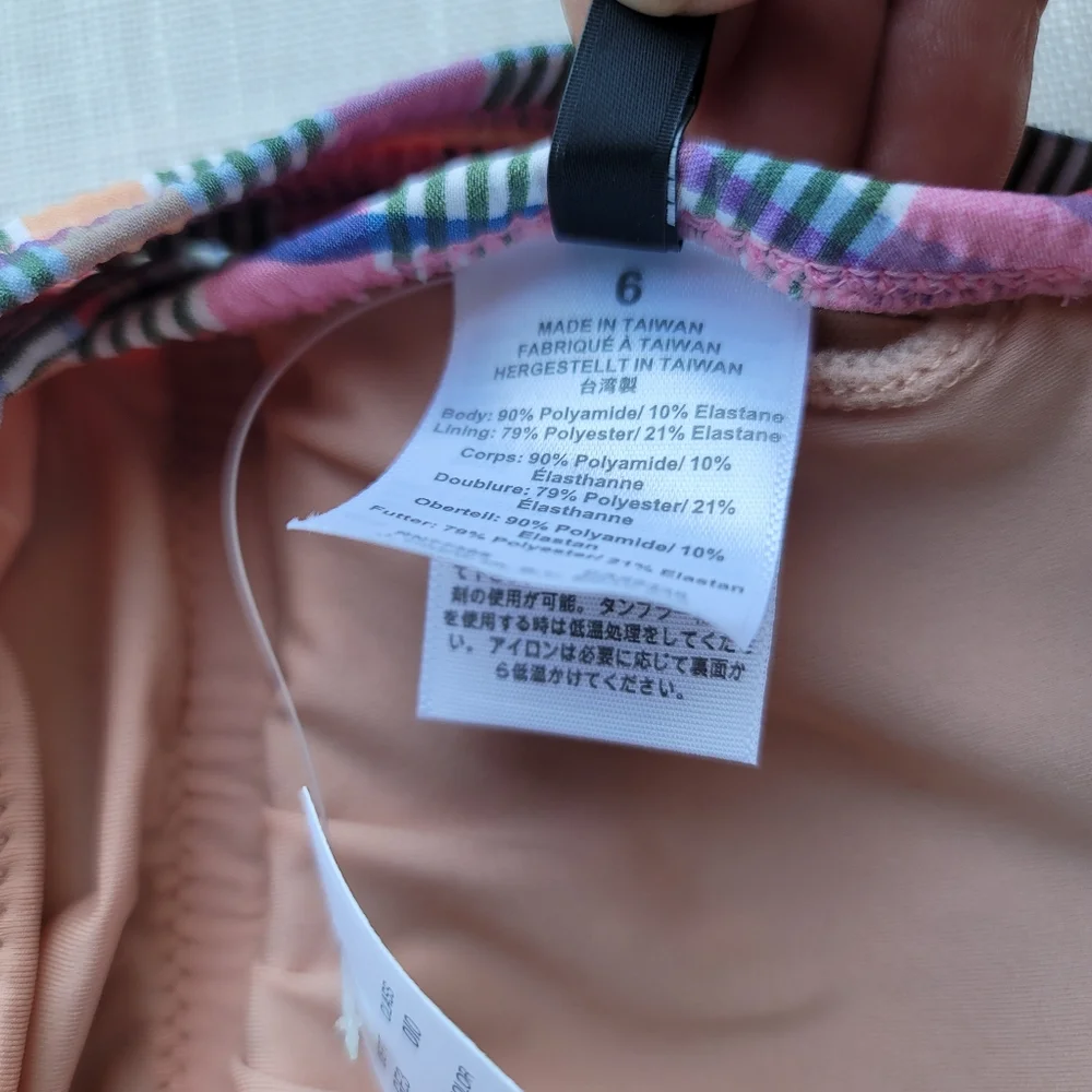 New! J. Crew sz 6 Tie-shoulder one-piece Pink Plaid Swimsuit Madras NWT - Picture 14 of 14